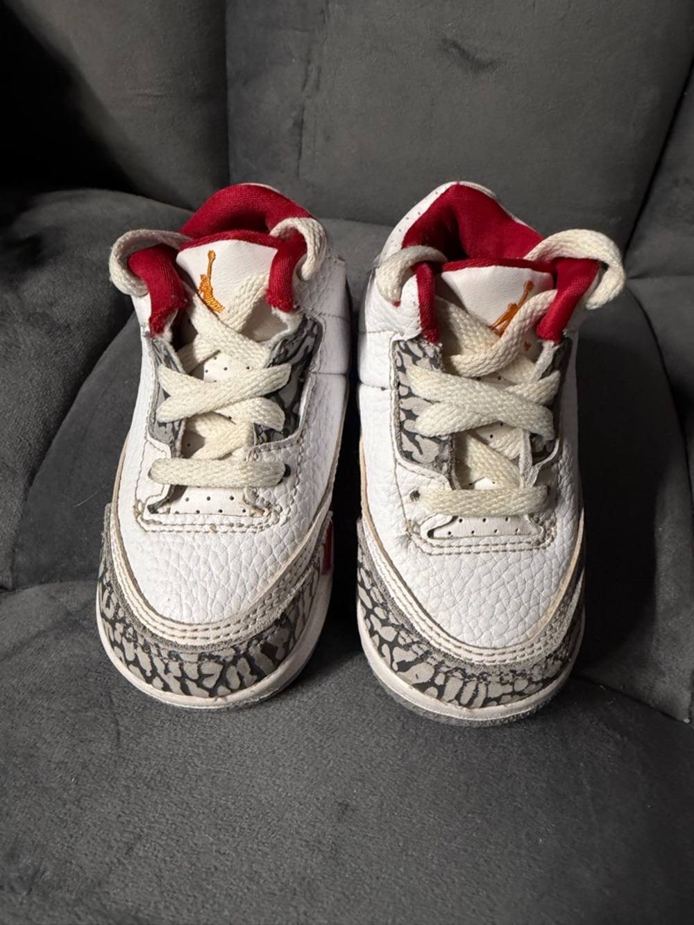 Nike Air Jordan 3 Retro TD Cardinal/Fire Red  Boys Multicolor Sneakers 5C USED
